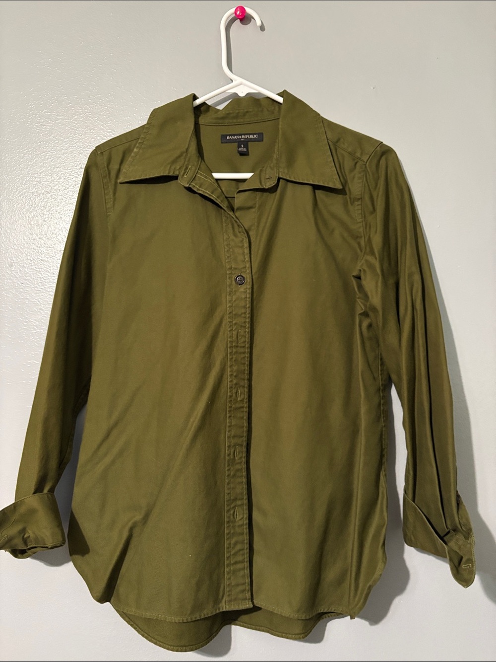 Banana Republic Olive Green Women's Button-Down Shirt
